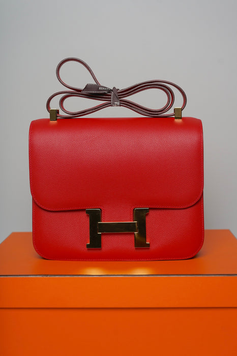 Hermes Constance 24 in Rouge Piment Evercolor Ghw (Brand New)