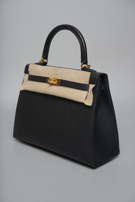 Hermes Kelly II 25 Seillier in Noir Epsom Ghw (Brand New)