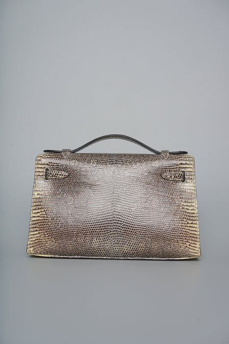 Hermes Kelly Pochette in Ombre Lizard Phw