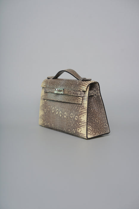 Hermes Kelly Pochette in Ombre Lizard Phw