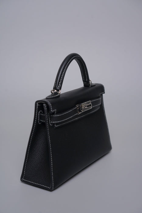 Hermes HSS Kelly 20 in Noir x Gris Meyer Stitching Phw (Brand New)