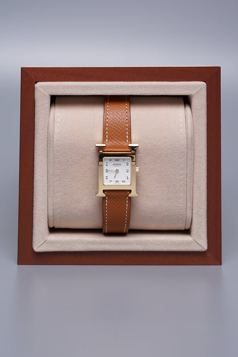 Hermes Heure H Watch, Small Model in Gold Epsom Ghw (Brand New)