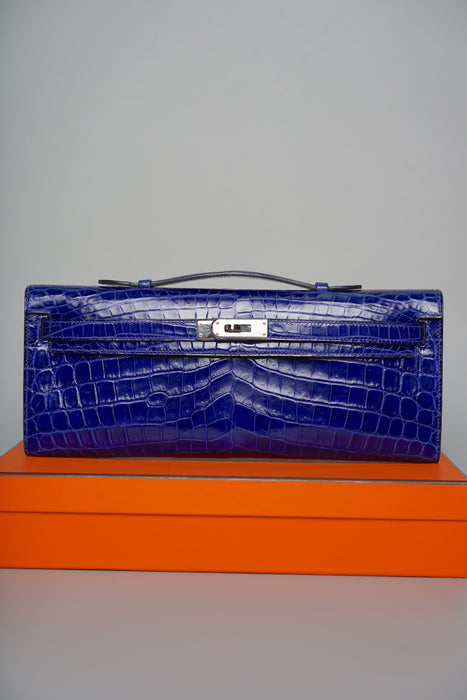 Hermes Kelly Cut in Blue Electrique Phw