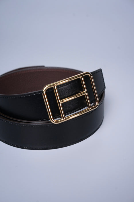 Hermes Reversible Belt in Noir Ghw (Brand New)