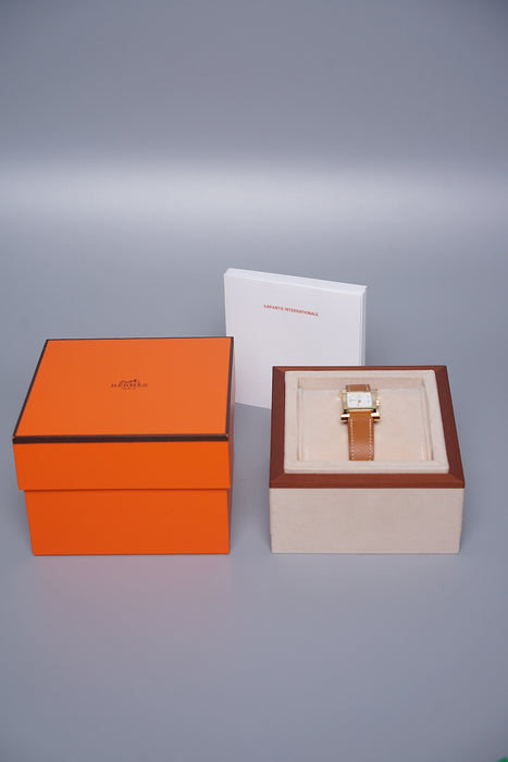 Hermes Heure H Watch, Small Model in Gold Epsom Ghw (Brand New)