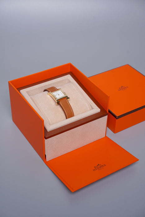 Hermes Heure H Watch, Small Model in Gold Epsom Ghw (Brand New)