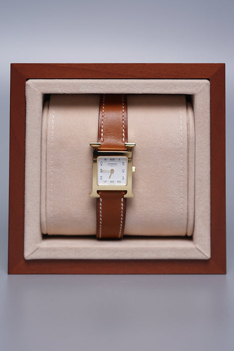 Hermes Heure H Watch, Small Model in Natural Barenia Ghw (Brand New)