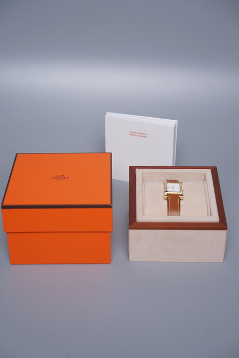 Hermes Heure H Watch, Small Model in Natural Barenia Ghw (Brand New)