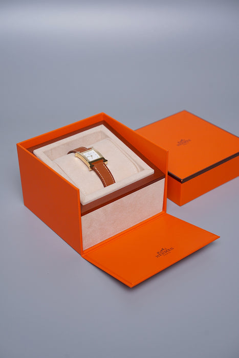 Hermes Heure H Watch, Small Model in Natural Barenia Ghw (Brand New)