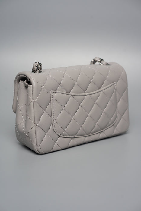 Chanel Mini Rectangular in Dove Grey Lambskin Shw (Brand New)