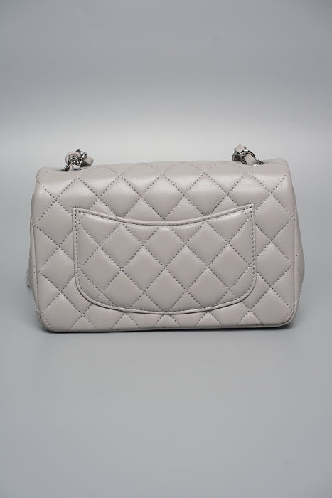 Chanel Mini Rectangular in Dove Grey Lambskin Shw (Brand New)