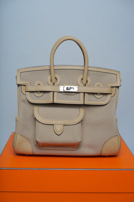 Hermes Cargo Birkin 25 in Beige Marfa / Poussiere Phw (Brand New)