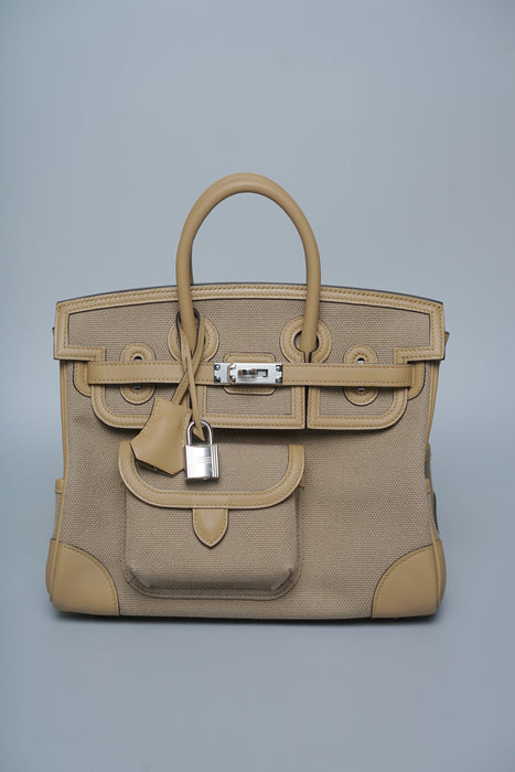 Hermes Cargo Birkin 25 in Beige Marfa / Poussiere Phw (Brand New)
