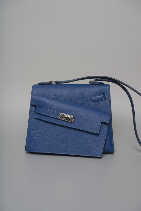 Hermes Kelly Desordre in Blue Tie Epsom Phw