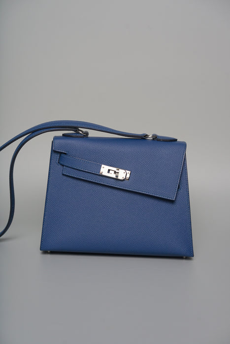 Hermes Kelly Desordre in Blue Tie Epsom Phw