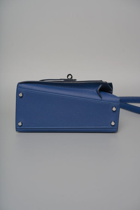 Hermes Kelly Desordre in Blue Tie Epsom Phw