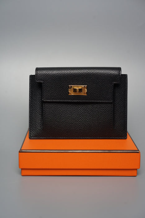 Hermes Kelly Pocket Compact Wallet in Black Ghw