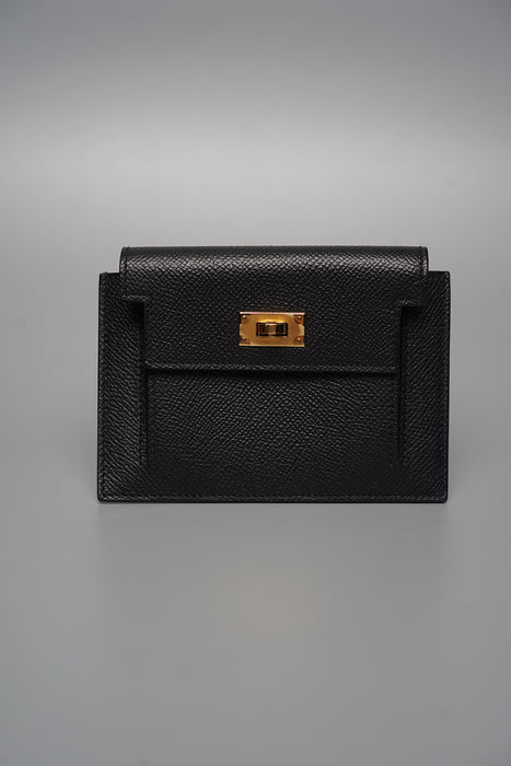 Hermes Kelly Pocket Compact Wallet in Black Ghw