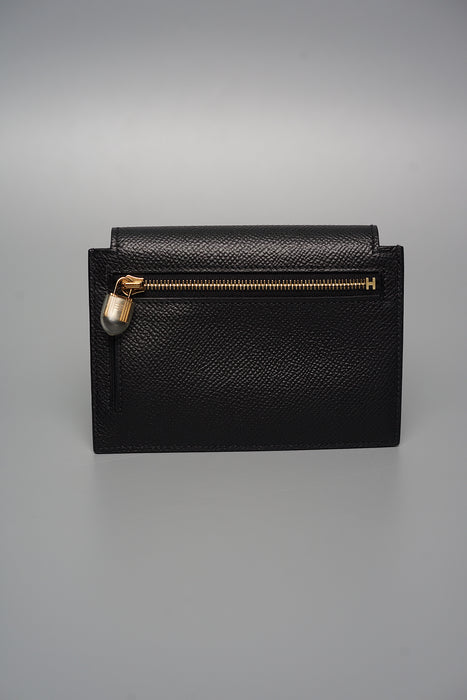 Hermes Kelly Pocket Compact Wallet in Black Ghw