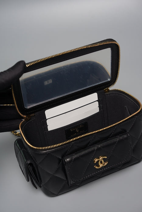 Chanel Pocket Vanity Case in Black Lambskin (Brand New)