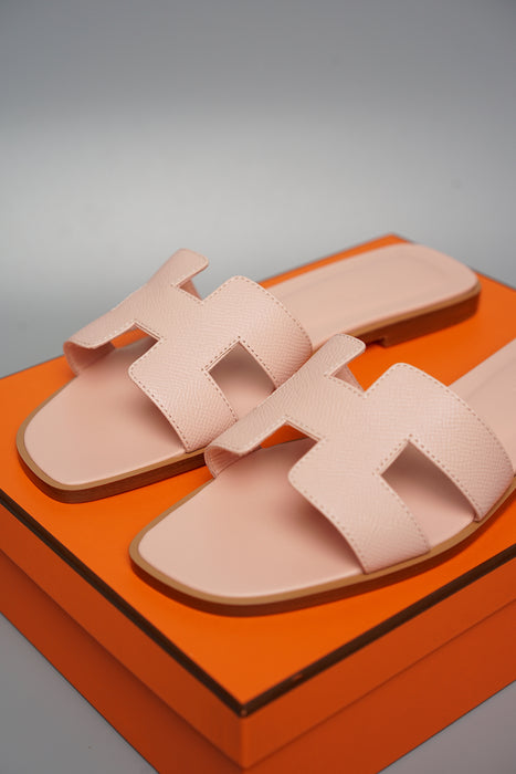 Hermes Oran Sandals in Rose Pale Size 38.5 (Brand New)