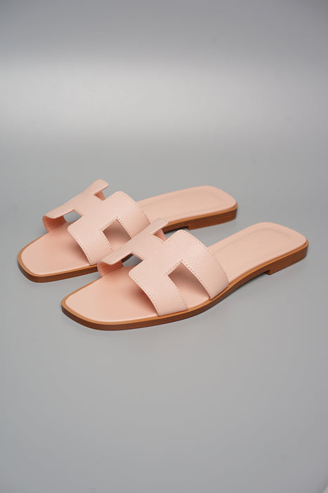 Hermes Oran Sandals in Rose Pale Size 38.5 (Brand New)