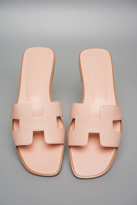 Hermes Oran Sandals in Rose Pale Size 38.5 (Brand New)