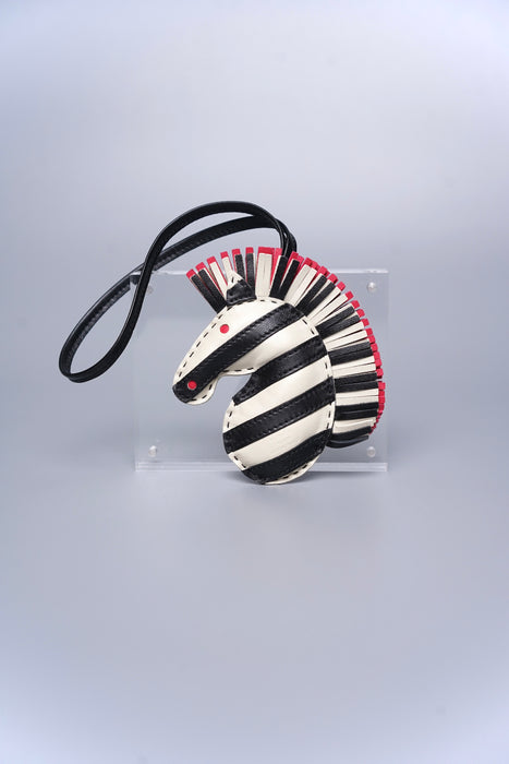 Hermes Geegee Savannah Zebra Charm in Craie/Black (Brand New)