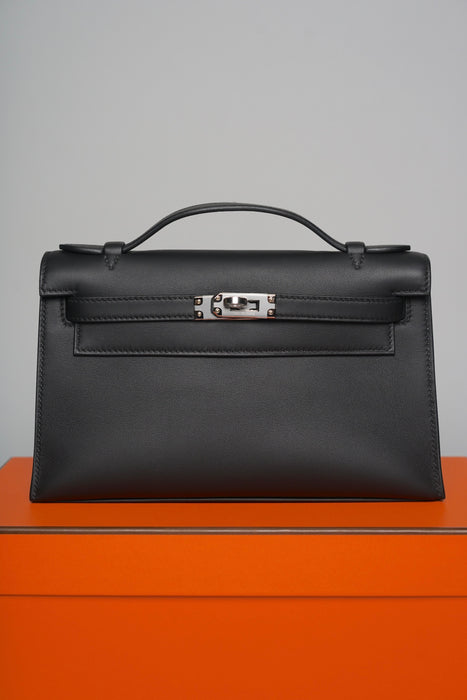 Hermes Kelly Pochette in Black Swift Phw (Brand New)