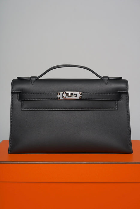 Hermes Kelly Pochette in Black Swift Phw (Brand New)