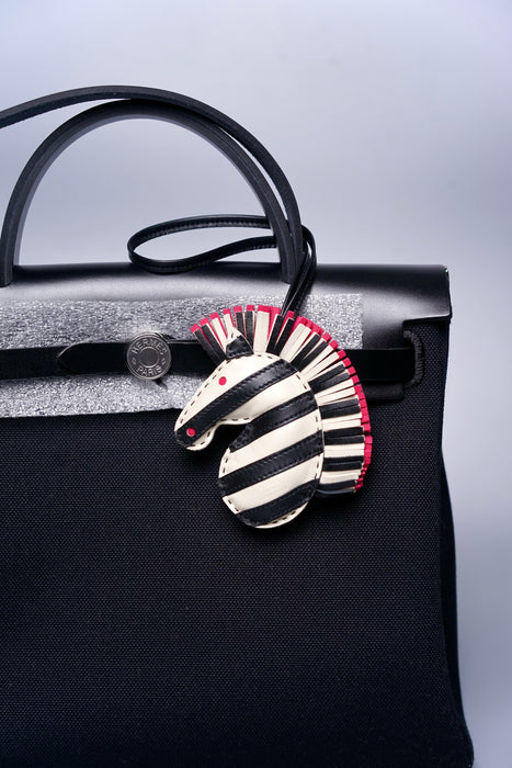 Hermes Geegee Savannah Zebra Charm in Craie/Black (Brand New)