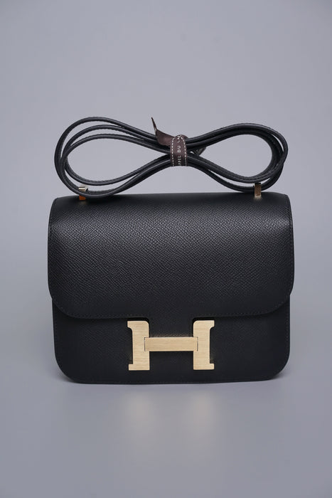 Hermes Constance 18 in Noir Epsom Permabrass (Brand New)