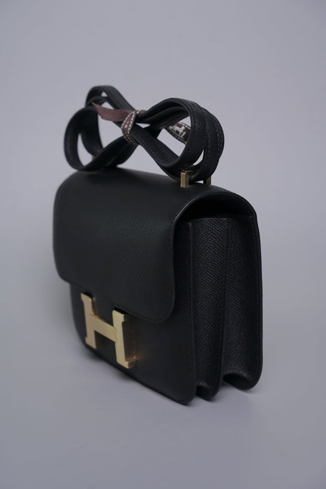 Hermes Constance 18 in Noir Epsom Permabrass (Brand New)