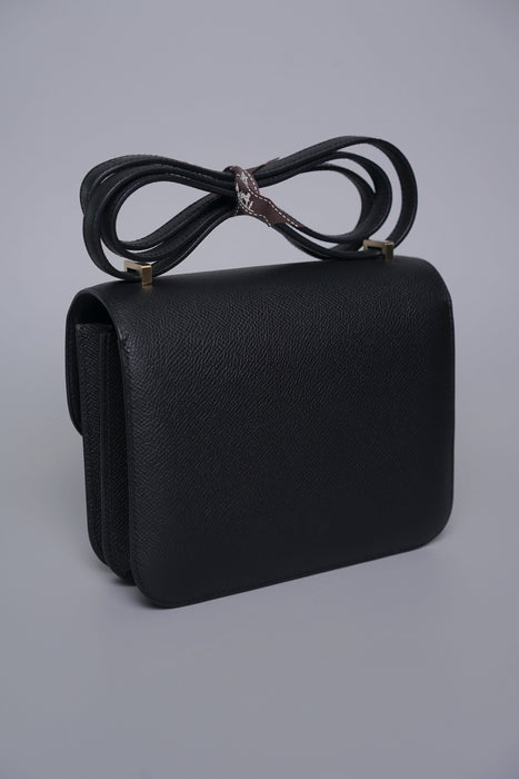 Hermes Constance 18 in Noir Epsom Permabrass (Brand New)