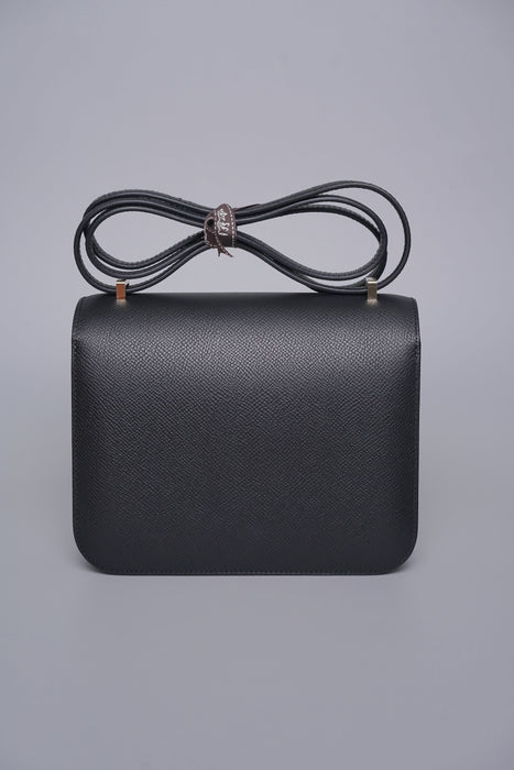 Hermes Constance 18 in Noir Epsom Permabrass (Brand New)