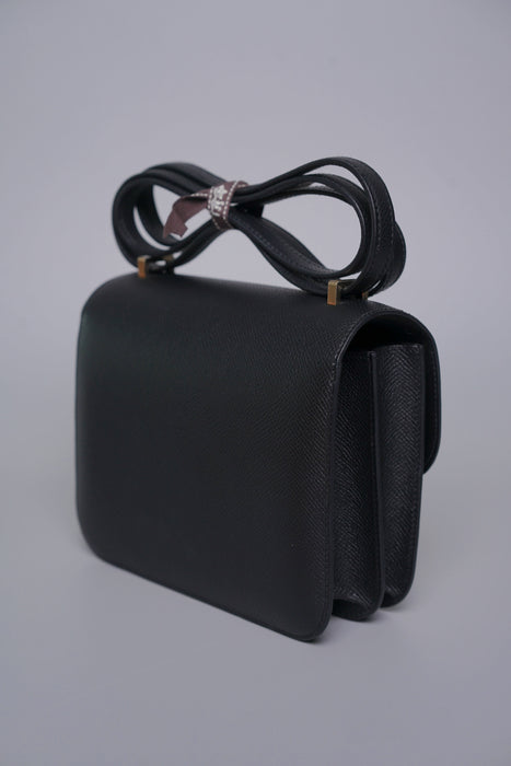 Hermes Constance 18 in Noir Epsom Permabrass (Brand New)
