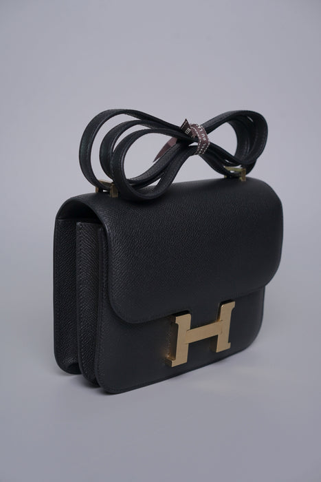 Hermes Constance 18 in Noir Epsom Permabrass (Brand New)
