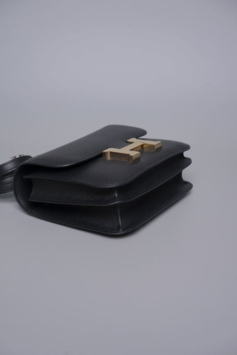 Hermes Constance 18 in Noir Epsom Permabrass (Brand New)