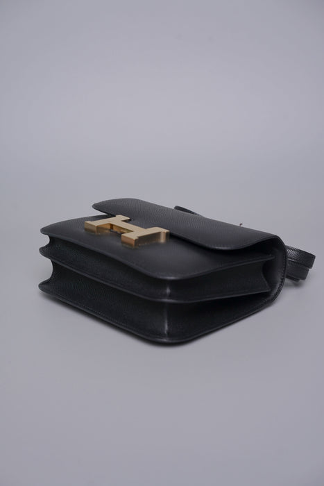 Hermes Constance 18 in Noir Epsom Permabrass (Brand New)
