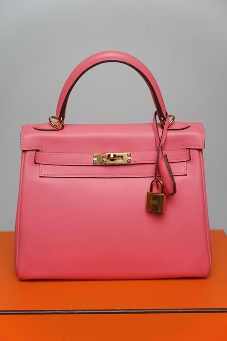 Hermes Kelly 25 Retourne in Rose Azalea Ghw