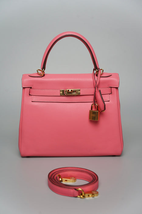 Hermes Kelly 25 Retourne in Rose Azalea Ghw
