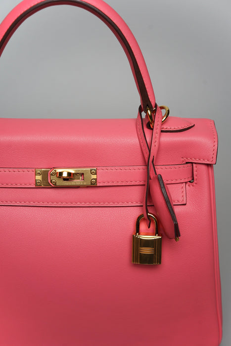 Hermes Kelly 25 Retourne in Rose Azalea Ghw