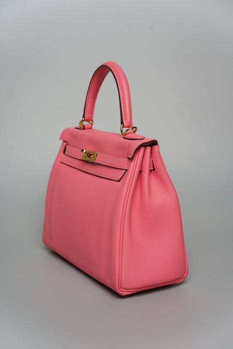 Hermes Kelly 25 Retourne in Rose Azalea Ghw
