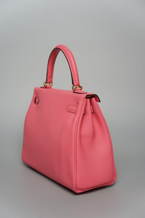 Hermes Kelly 25 Retourne in Rose Azalea Ghw