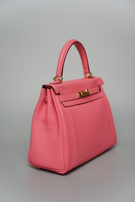 Hermes Kelly 25 Retourne in Rose Azalea Ghw