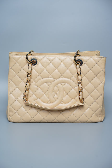 Chanel Grand Shopping Tote in Beige Caviar Ghw