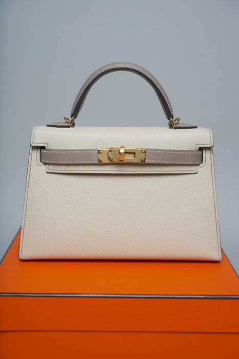 Hermes HSS Kelly 20 in Craie x Asphalt Ghw (Brand New)