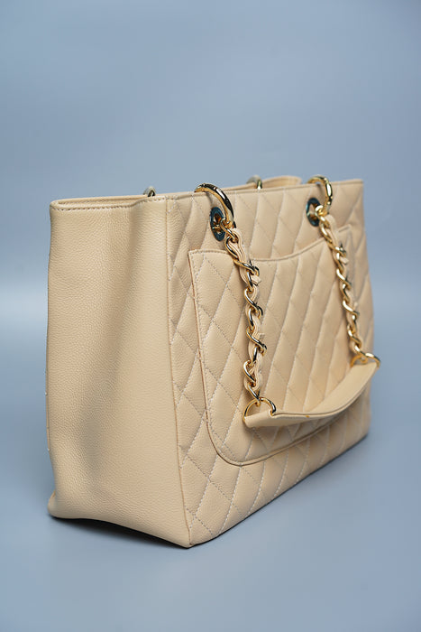 Chanel Grand Shopping Tote in Beige Caviar Ghw