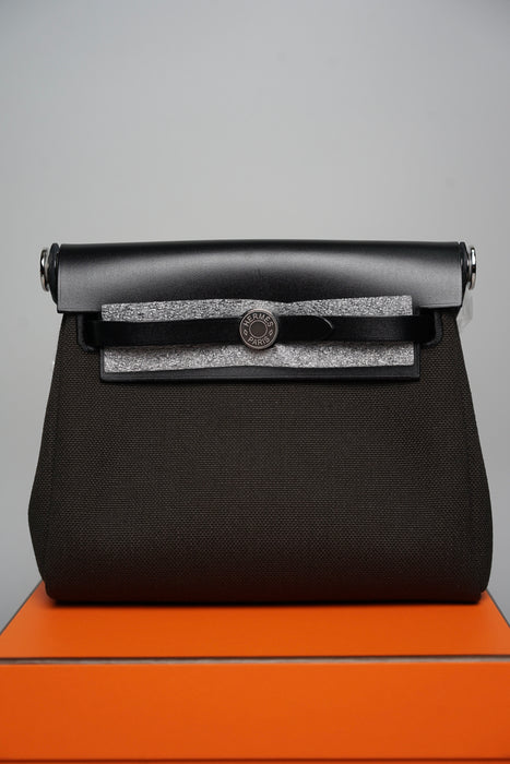 Hermes Mini Herbag in Dark Chocolate / Noir Phw (Brand New)