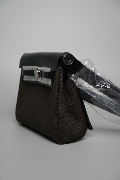 Hermes Mini Herbag in Dark Chocolate / Noir Phw (Brand New)